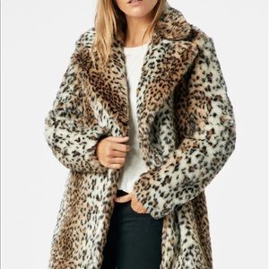 JustFab Faux fur leopard coat
